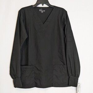 BUTTER-SOFT, NWT Black Long Sleeve Medical Scrub Top; Men Size S